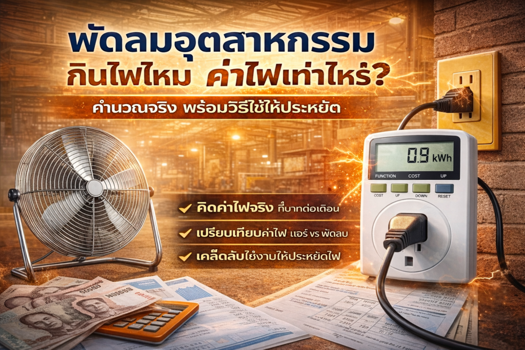 พัดลมอุตสาหกรรมกินไฟไหม ค่าไฟเท่าไหร่