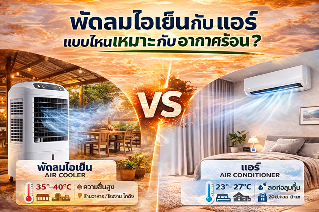 พัดลมไอเย็นกับแอร์แบบไหนเหมาะกับอากาศร้อน