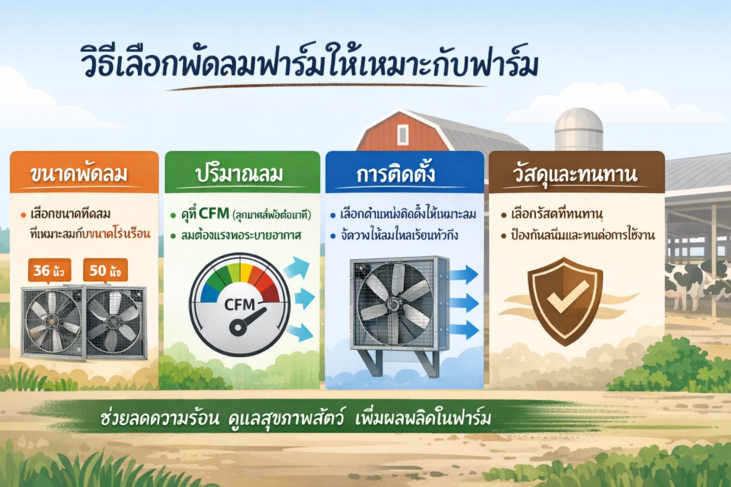 วิธีเลือกพัดลมฟาร์มให้เหมาะกับฟาร์ม 
